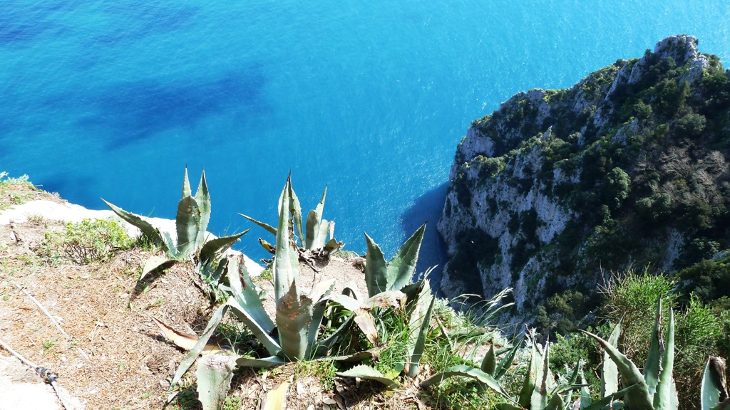 Am höchsten Punkt der Villa Jovis 
„Landhaus des Jupiter“,  „Burg des Tiberius“ - 300 m Steilabfall ins Meer