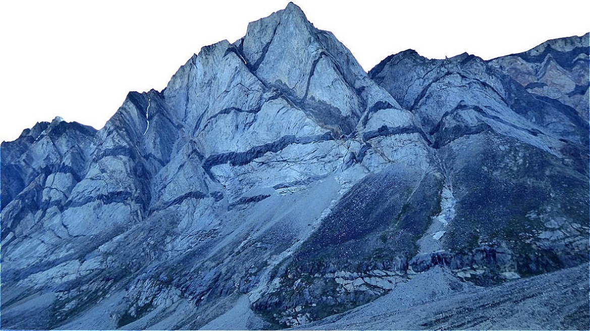 Dunkle Einschlüsse im Gestein - erkaltete Lava !