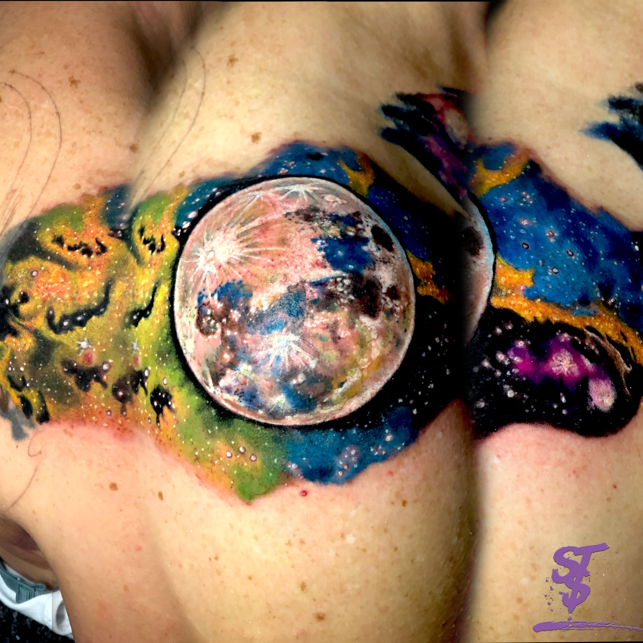 planet galaxy stars milkyway tattoo color