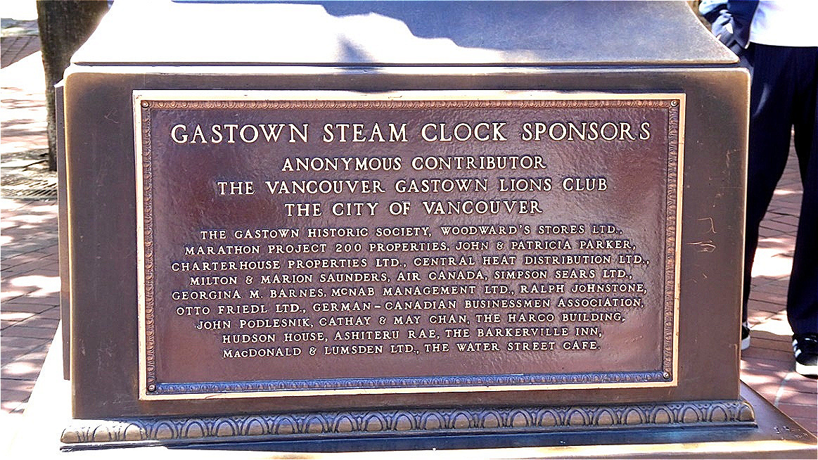 
Tafel bei der Steam Clock - die Uhr wird mit Wasserdampf angetrieben !
