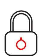 Ilustração de um cadeado preto com detalhe em vermelho.