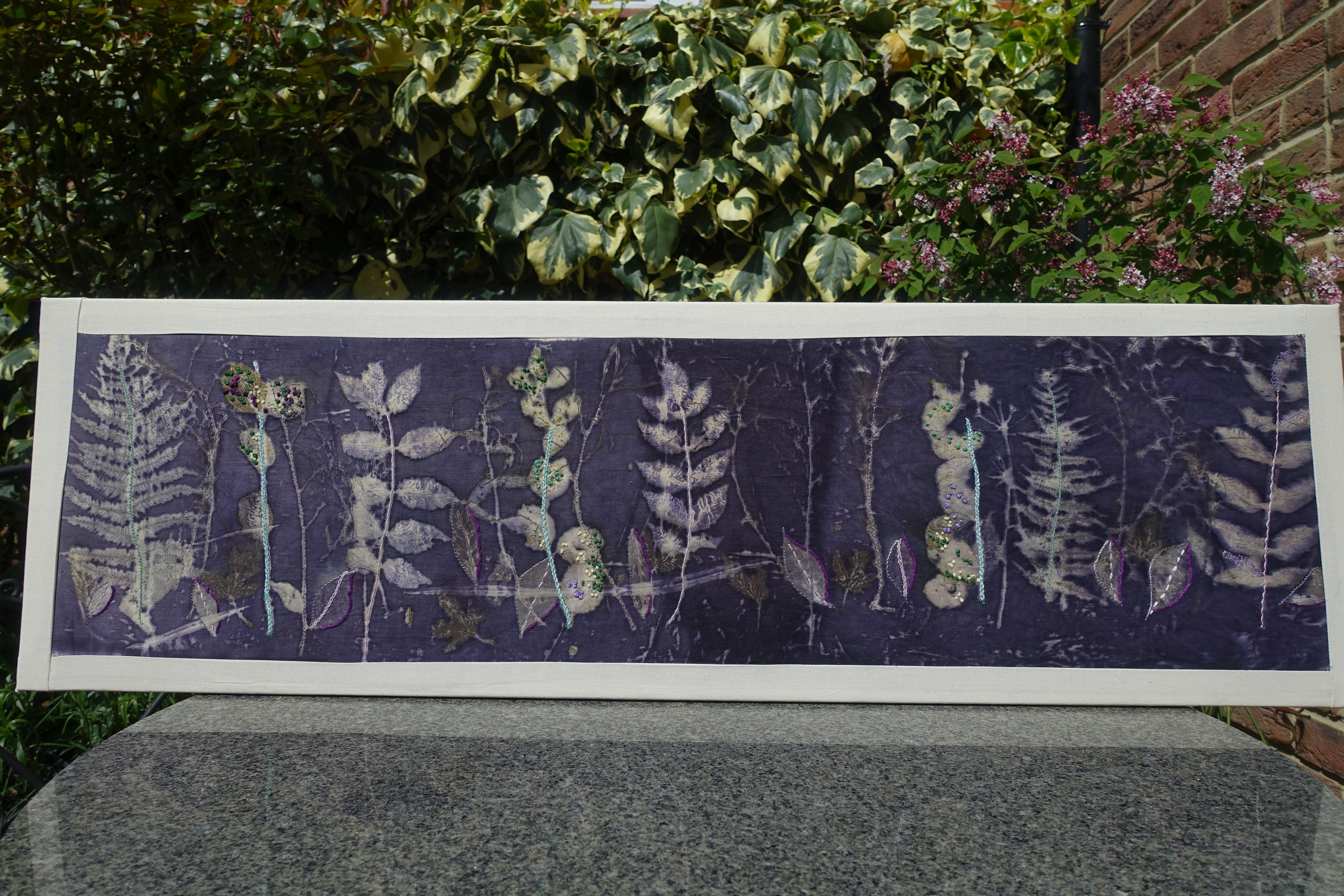 Eco printed cotton with logwood blanket. NFS
