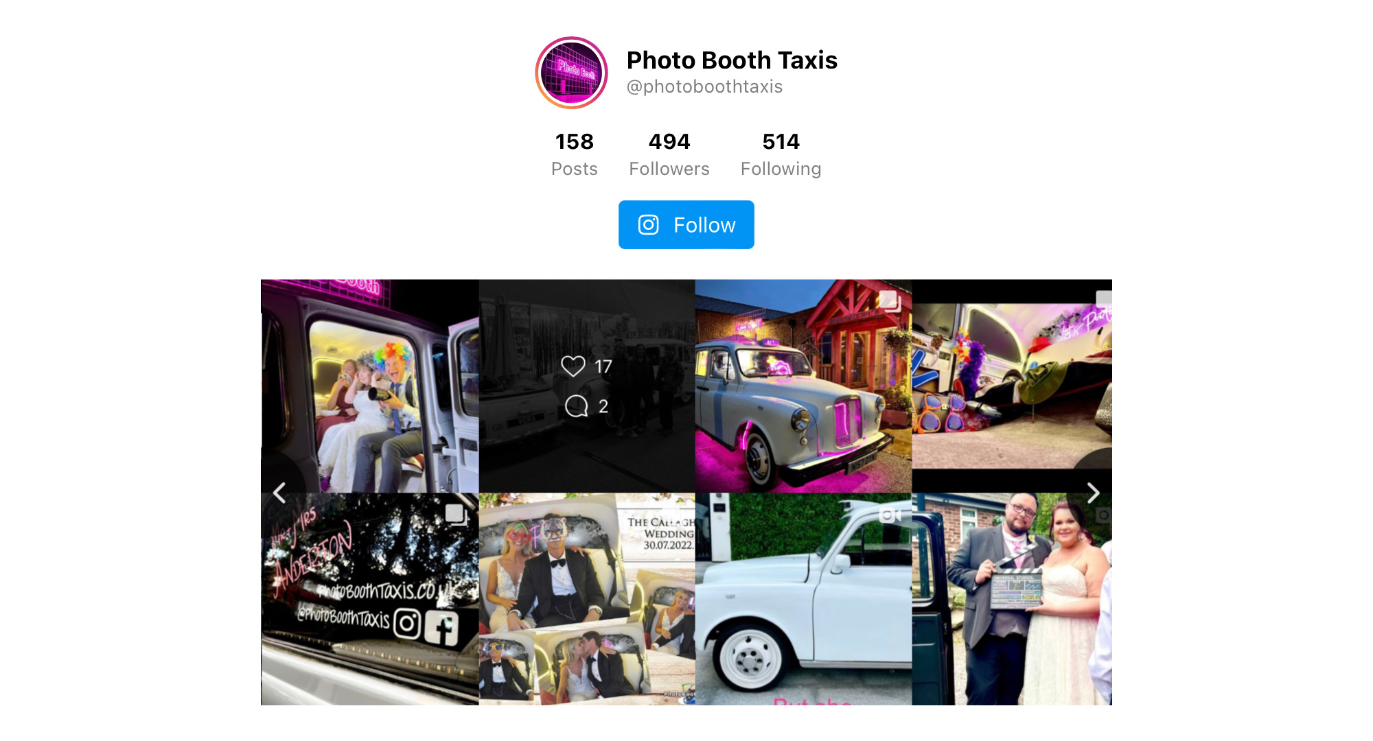 Photo Booth Taxis instagram 
@PhotoBoothTaxis