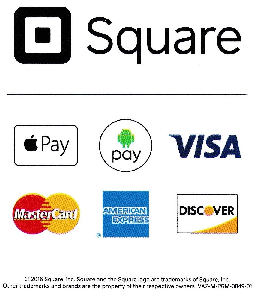 We take most major debit and credit cards using our Square Reader. Provide instant receipts by text or email.
