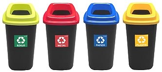 Κάδος 90L Με καπάκι ανοιχτό με χρώμα ( Κοκινο, Μπλε, Λαχανι, Κίτρινο )