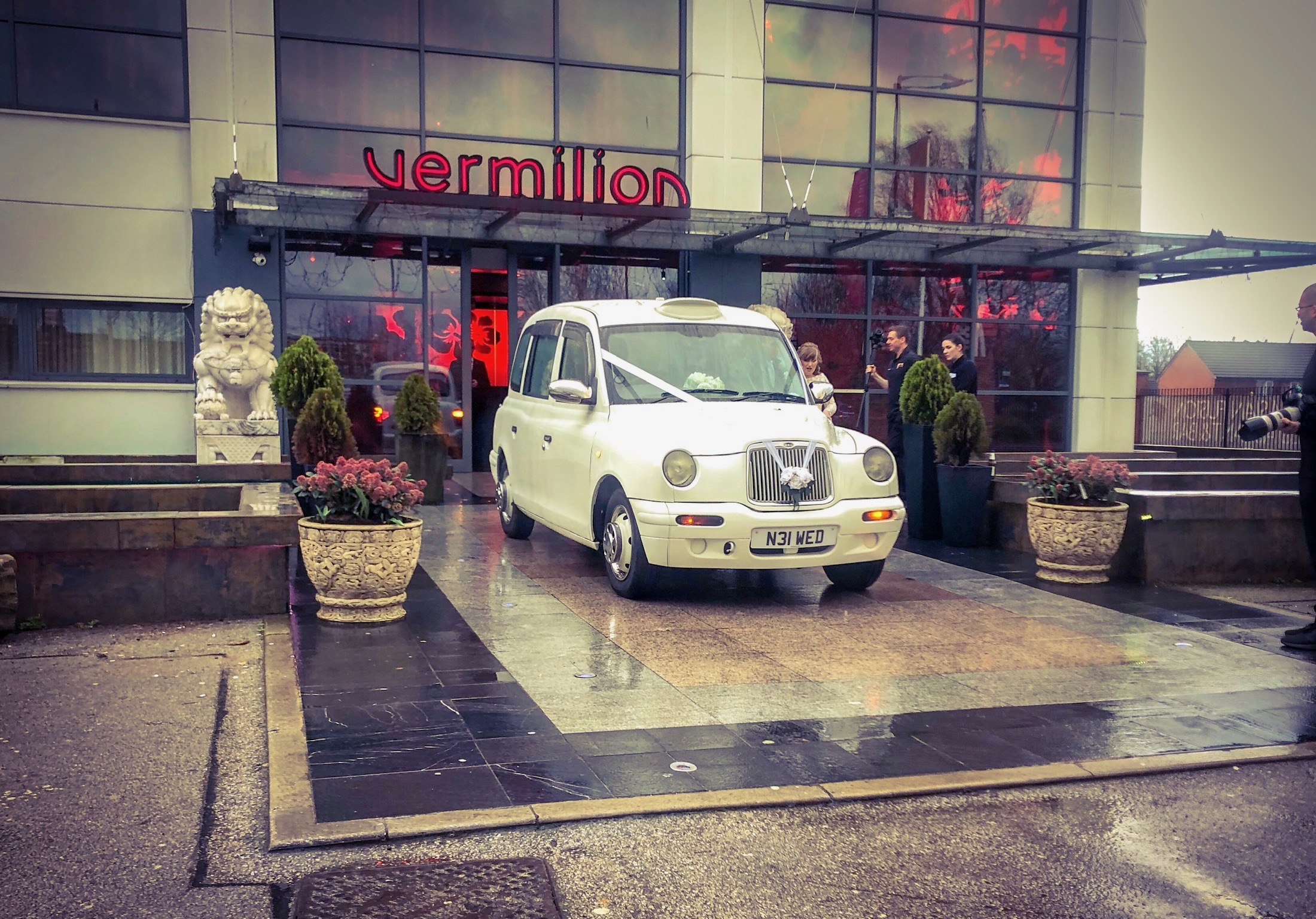 Vermillion wedding taxi cars