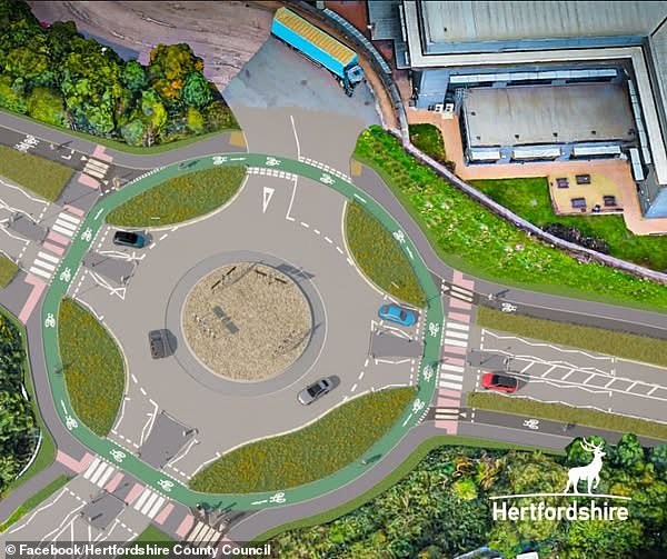 Locals say the roundabout is 'more than confusing' and claim it will cause accidents as motorists struggle to keep on top of what is going on around them