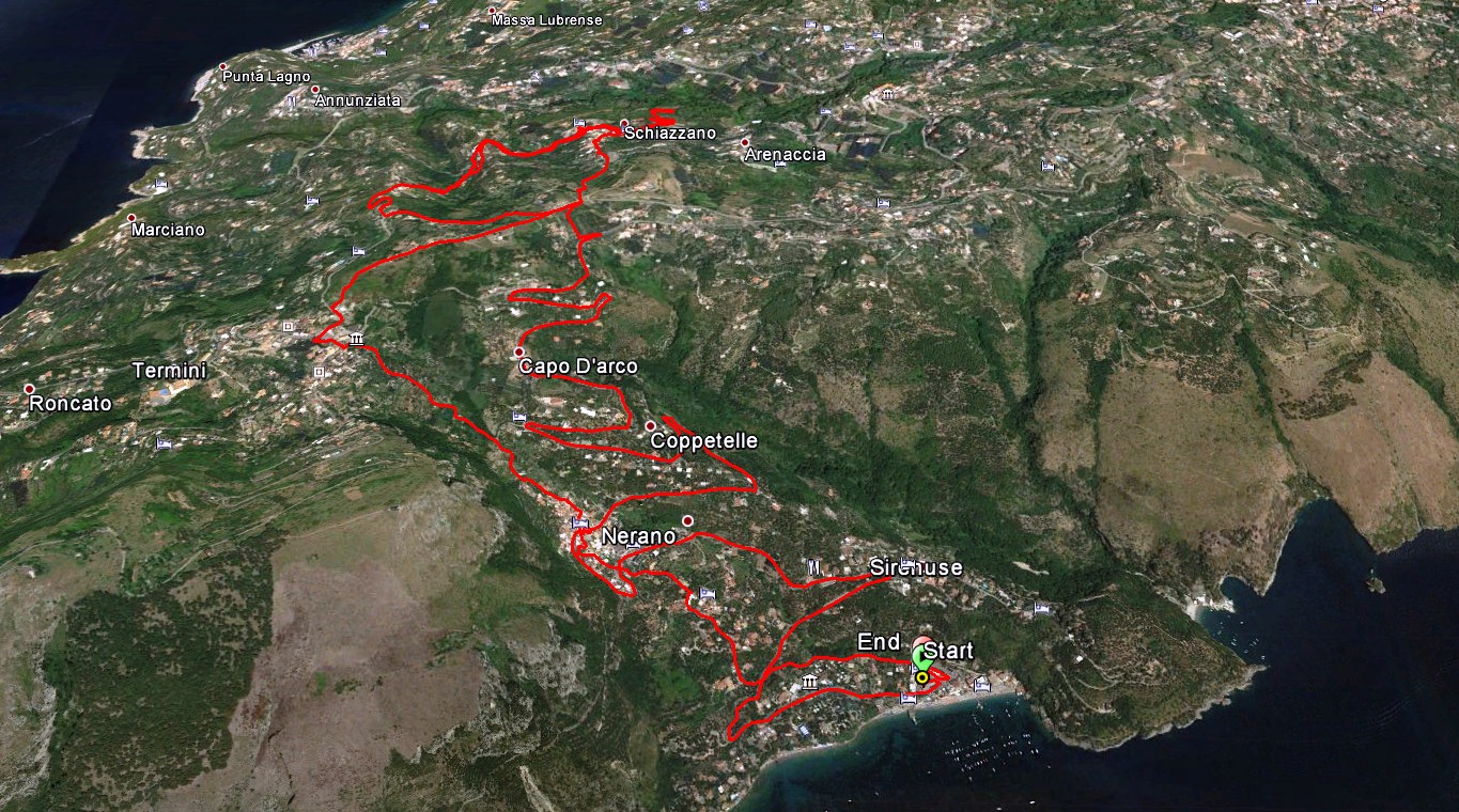 GPS-Aufzeichnung unserer Wanderung nach Schiazzano - Zitronen und Käse