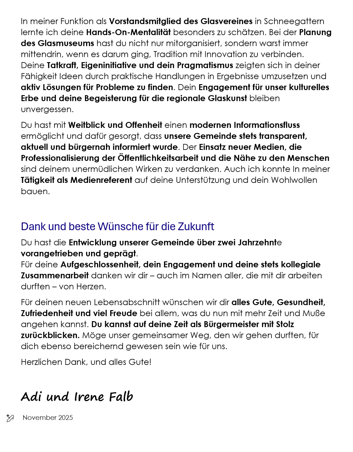 Laudatio - durch Adi Falb