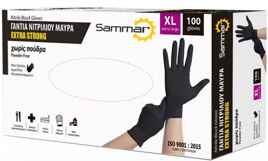 Γάντια Νιτριλίου Μαύρα STRONG μιας χρήσης ( 100 τεμ )