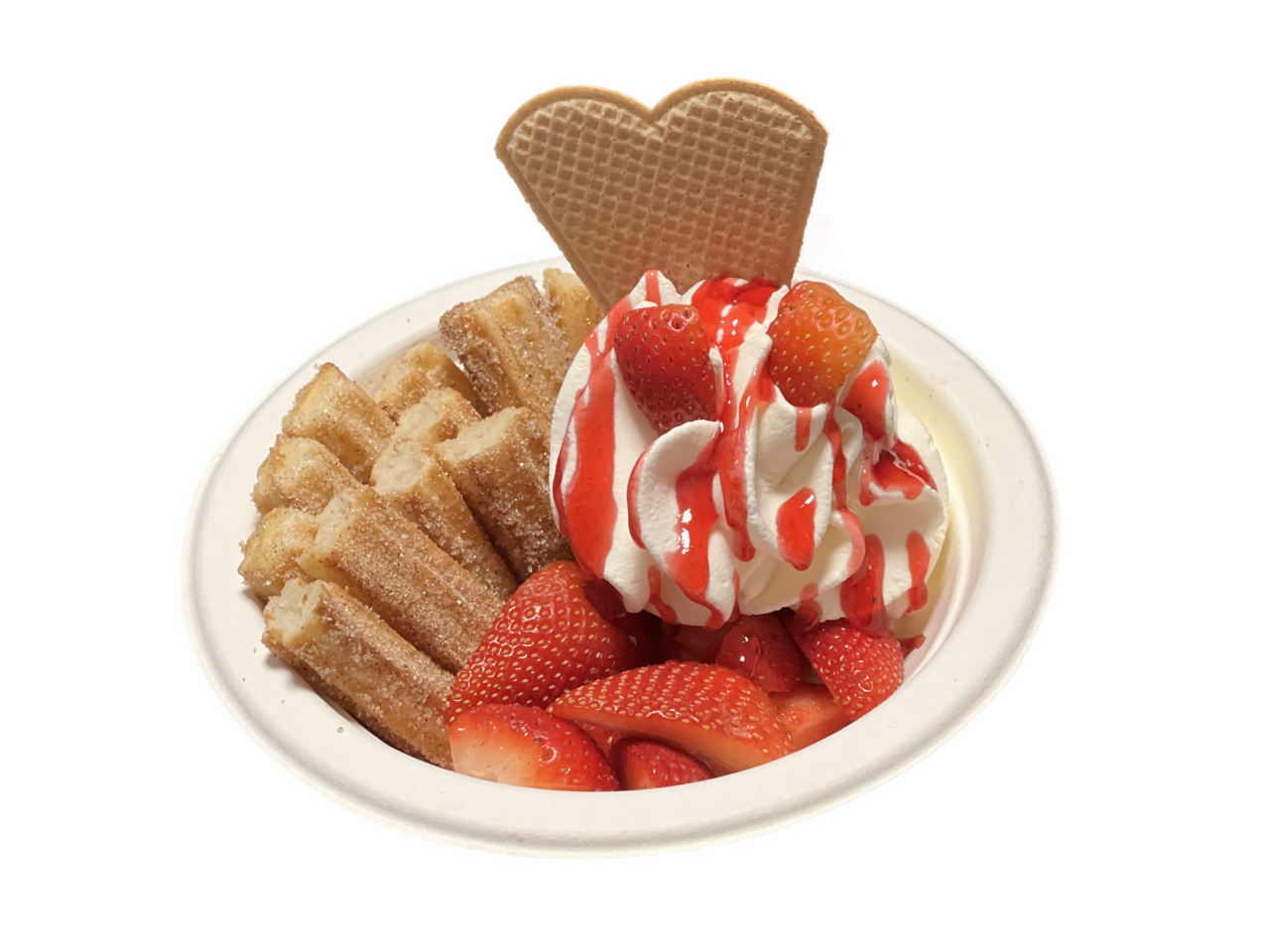 Churros mit Früchten und Eis