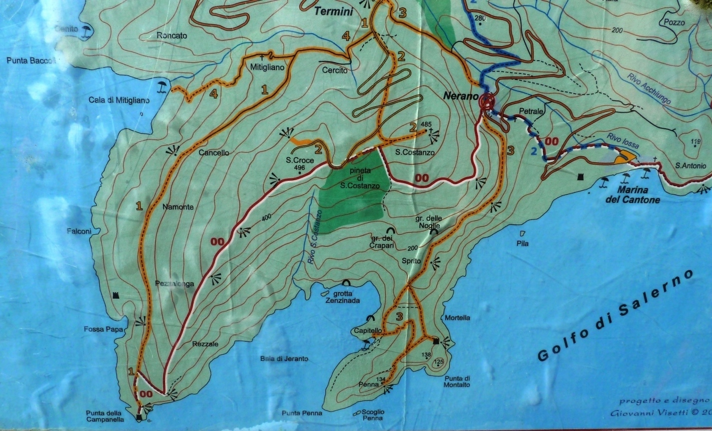 Wanderroute: Nerano - Baia di Jeranto - Capitello