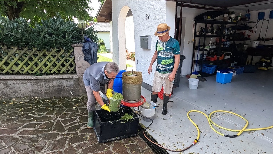 Füllen des Presskorbs
