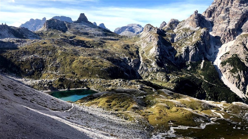 Im Aufstieg zur Dreizinnenhütte
