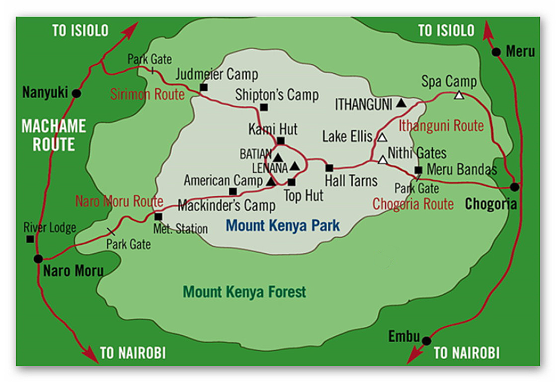 Aufstieg über die Chogoria Route - Abstieg über die Naru Moru Route