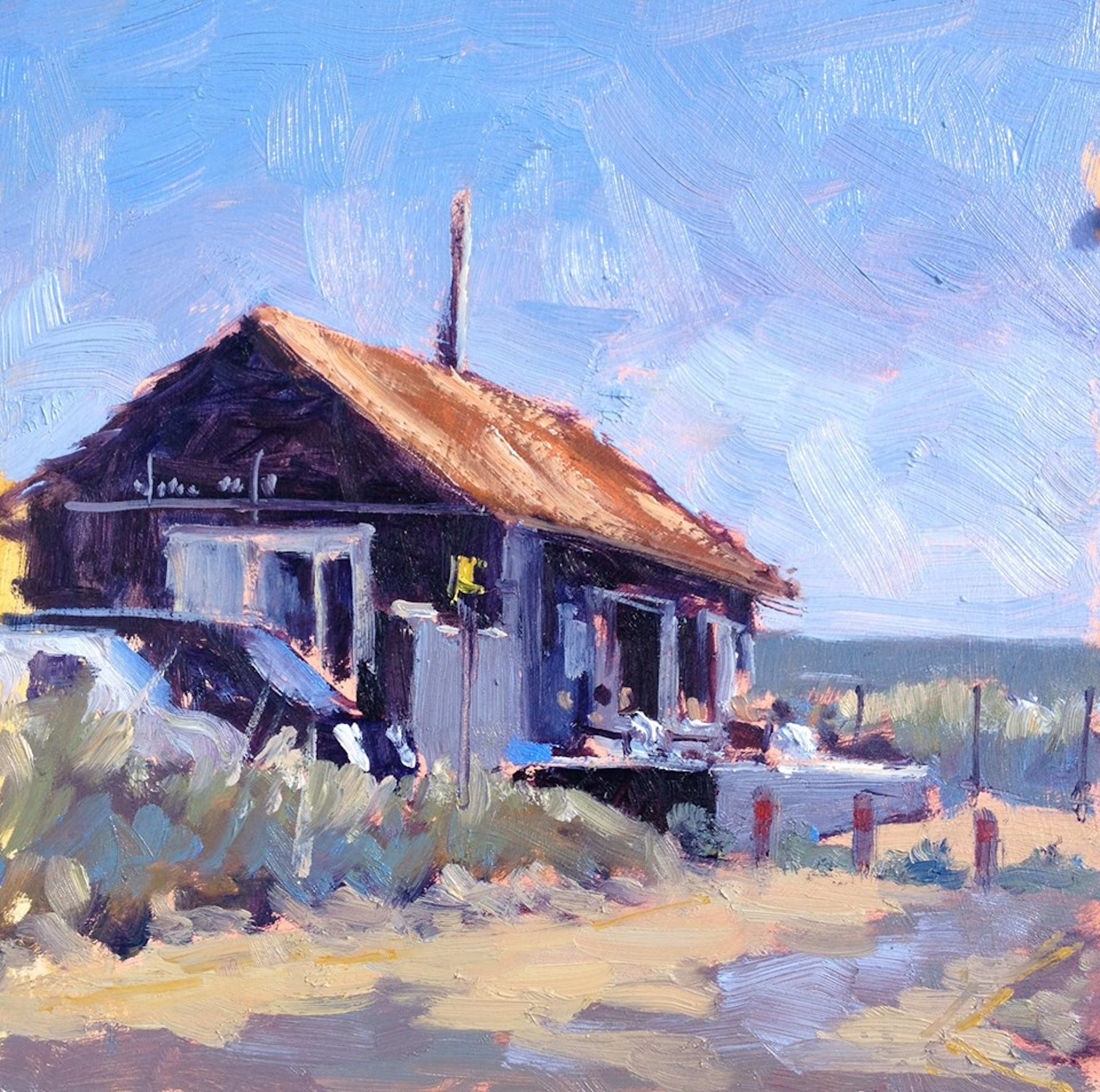 Winterton Beach Cafe Oil painting Mo Teeuw