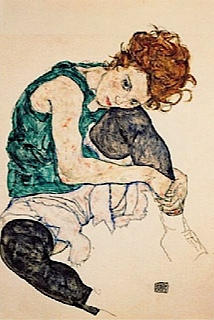 PEINTURE: femme assise avec un genou plié
Egon Schiele