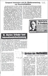1978-79: Diverse Zeitungsartikel über
             den Erfinder Karl Blaimschein 