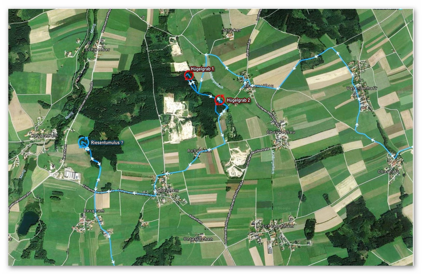 Lageplan - Hügelgräber Schweiberwald Ost und West