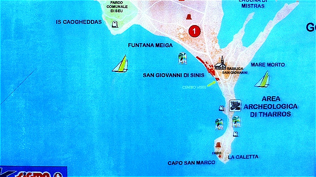 Halbinsel Sinis
Sie liegt im Westen Sardiniens in der Provinz Oristano. Sie ist 19 km lang und bis zu 5,8 km breit