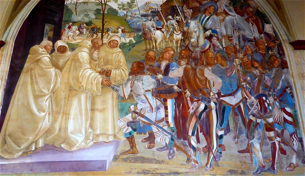 Benedikt empfängt den echten Totila, den König der Ostgoten