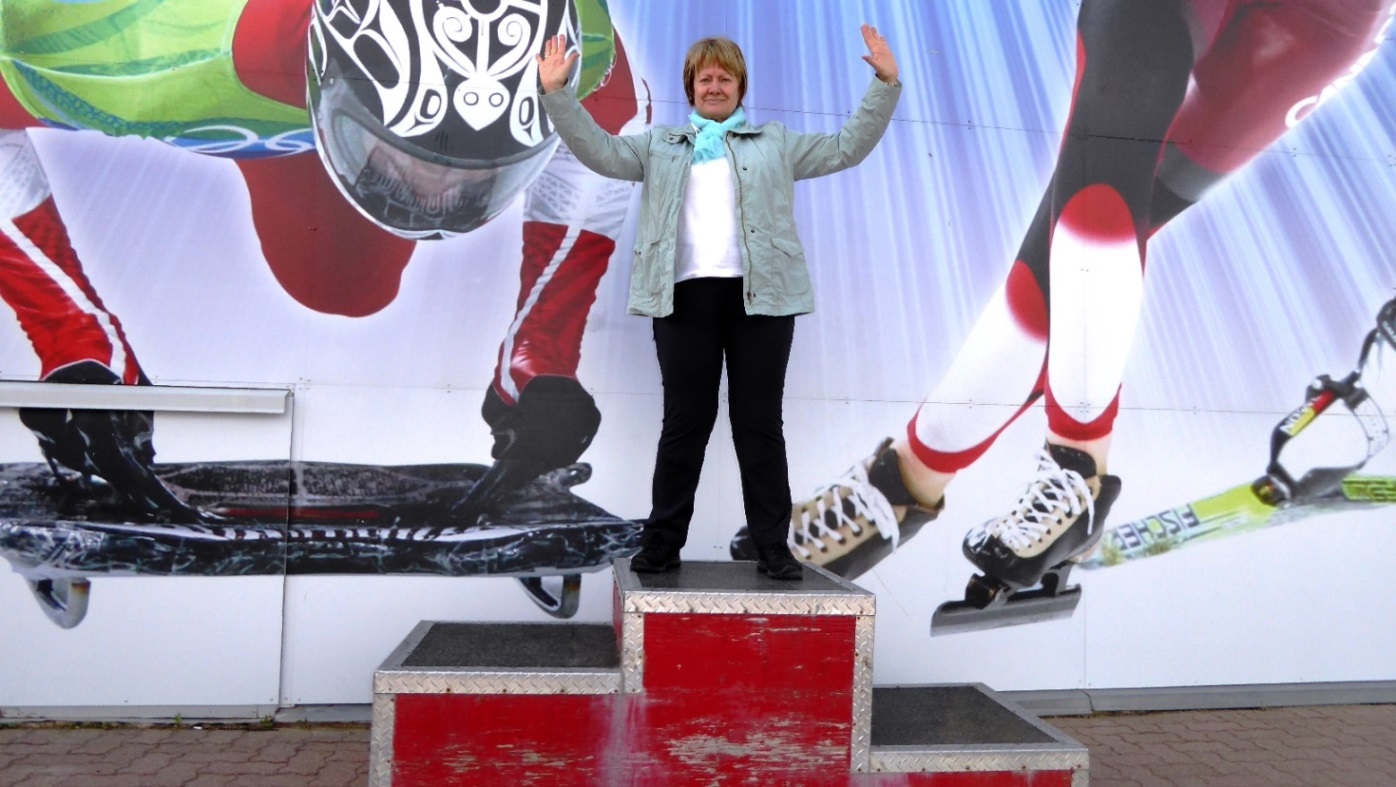 Irene auf dem "Olympiastockerl"
