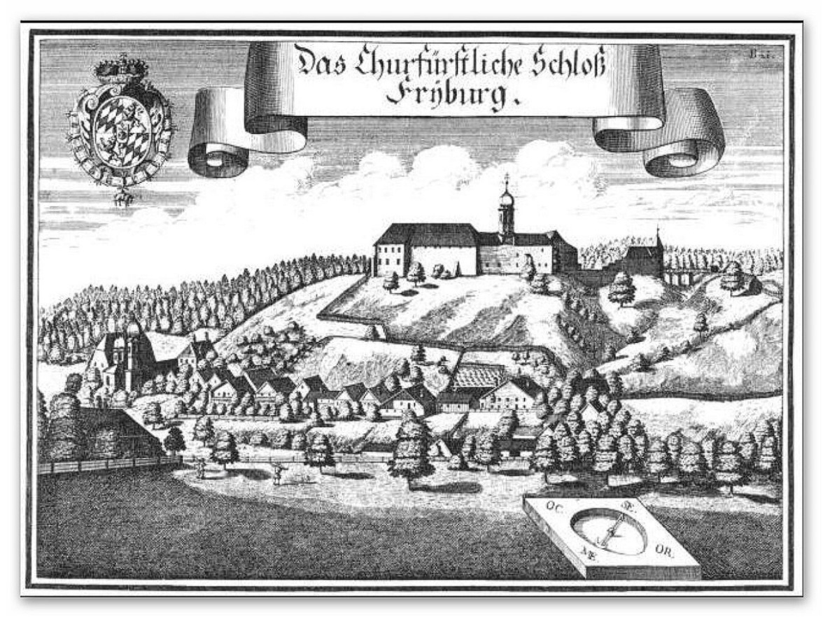 Churbayrisches Schloss Friedburg nach Michael Wening von 1721