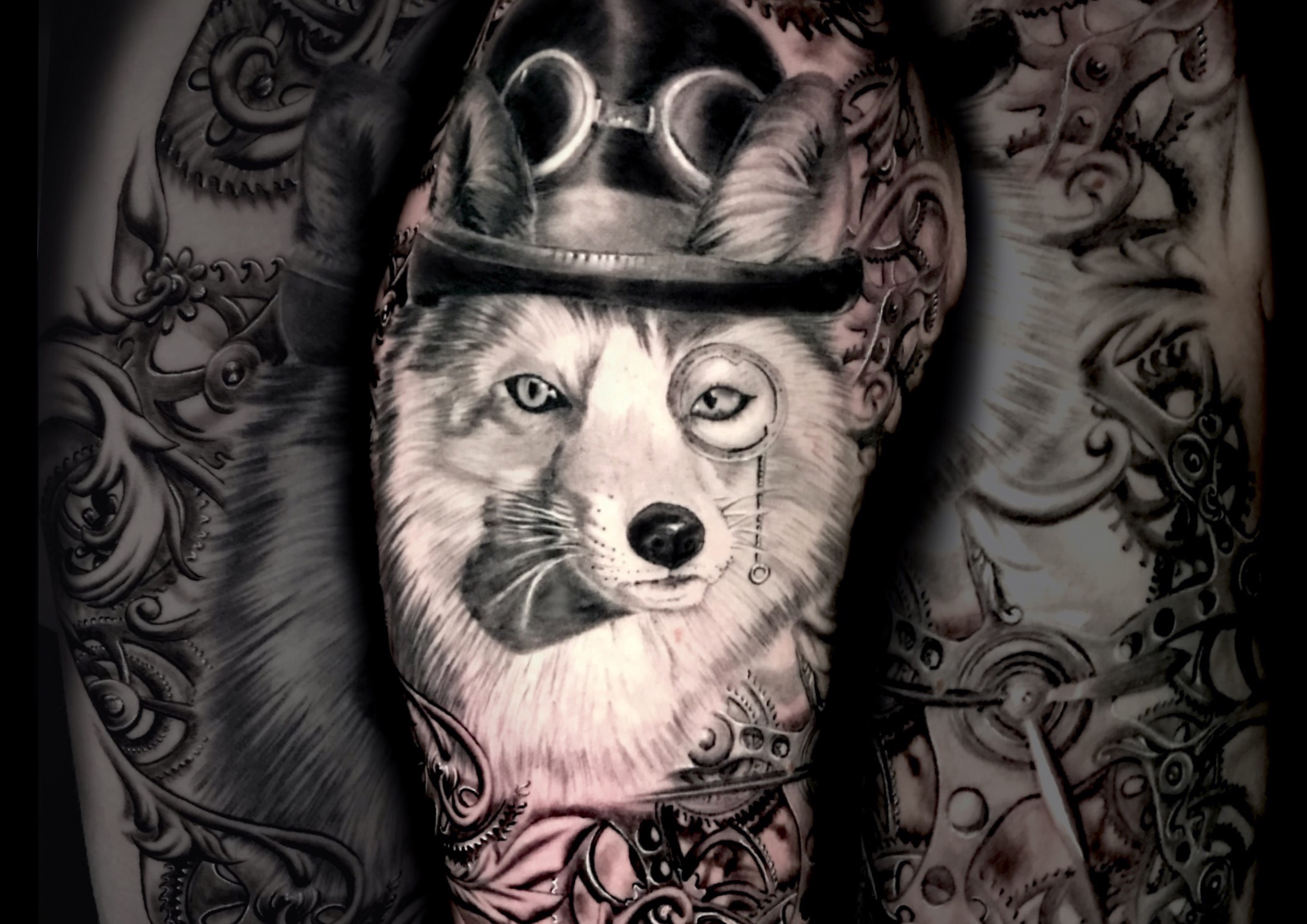 Fuchs Fox black white tattoo alice wonderland fantasy