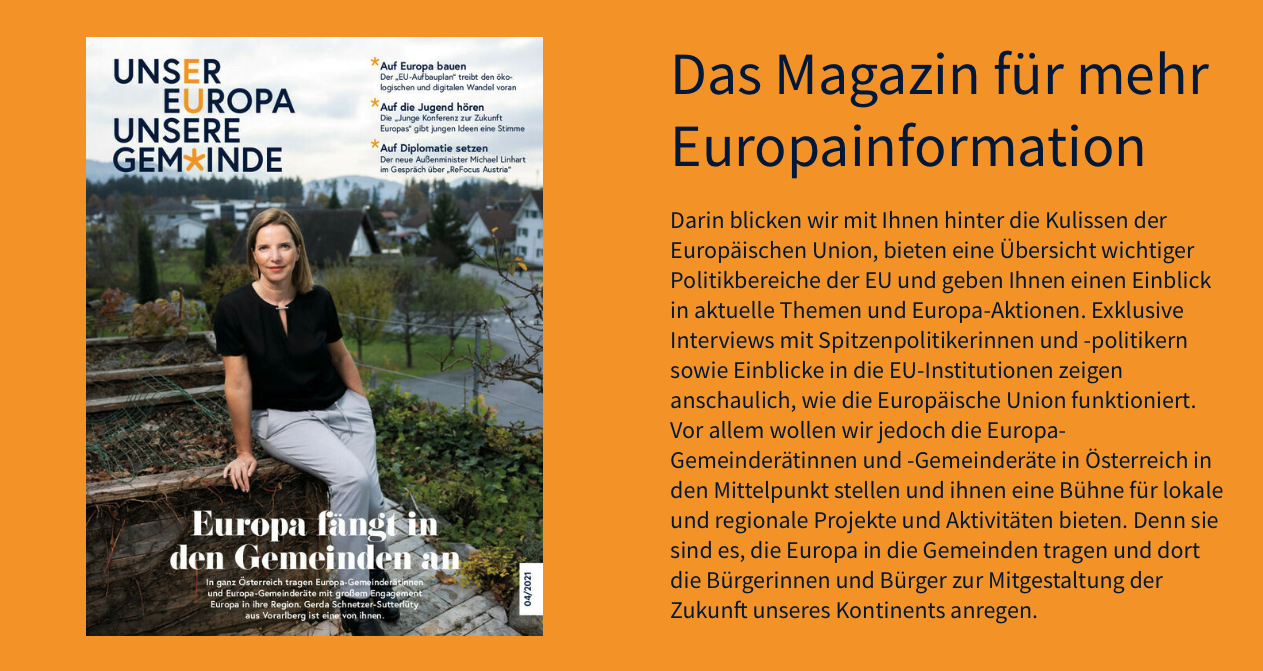 Auf dem Cover von  "Unser Europa - Unsere Gemeinde." Dezember 2021 (c BKA Dunker)