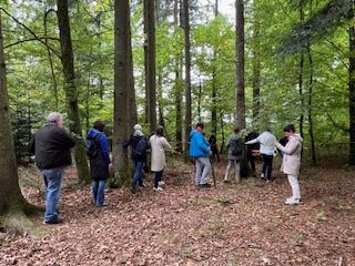 Obleutreffen 2025 . Veranstalter ZB Schalchen. Unsere Sinne wurden im Motorikpark geschärft. Bild: Blind durch den Wald.