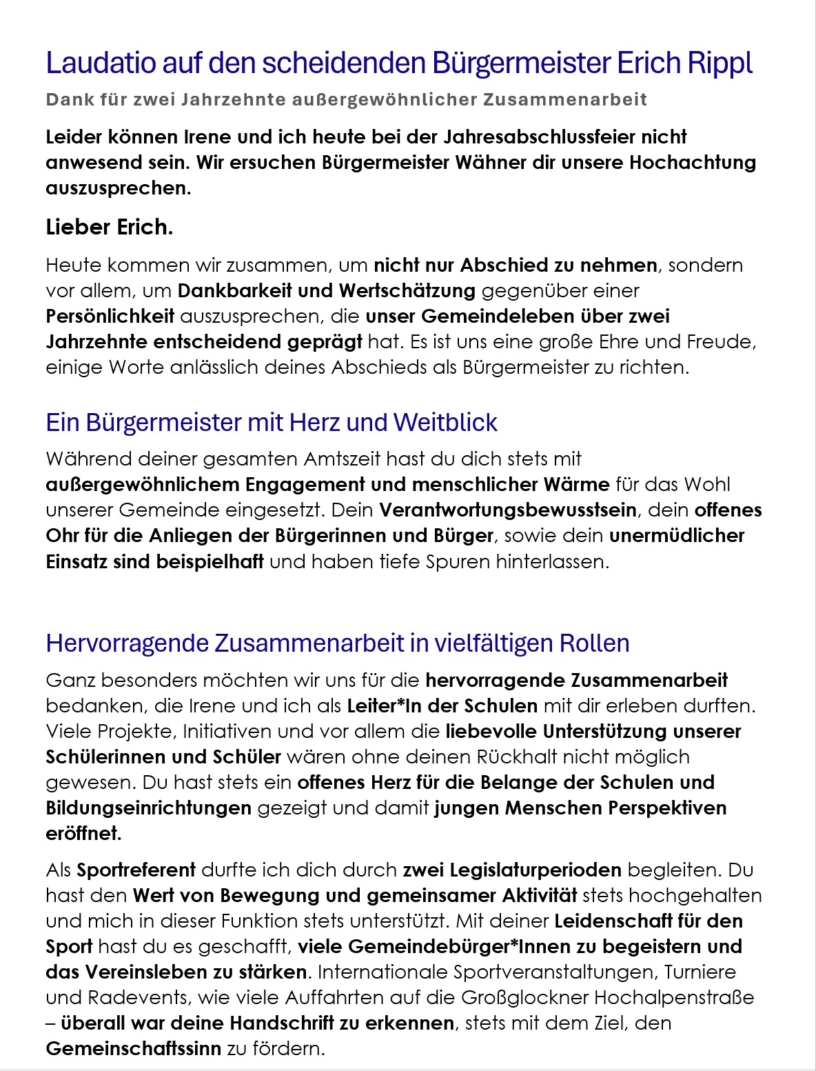 Laudatio - durch Adi Falb