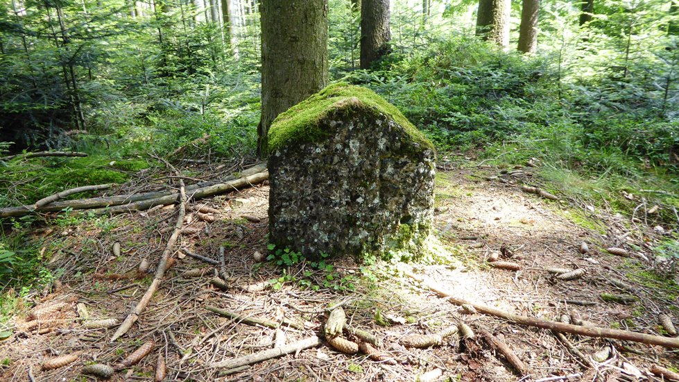 Alter Grenzstein der ehemaligen Grenze zwischen Österreich-Bayern in der Redleiten  