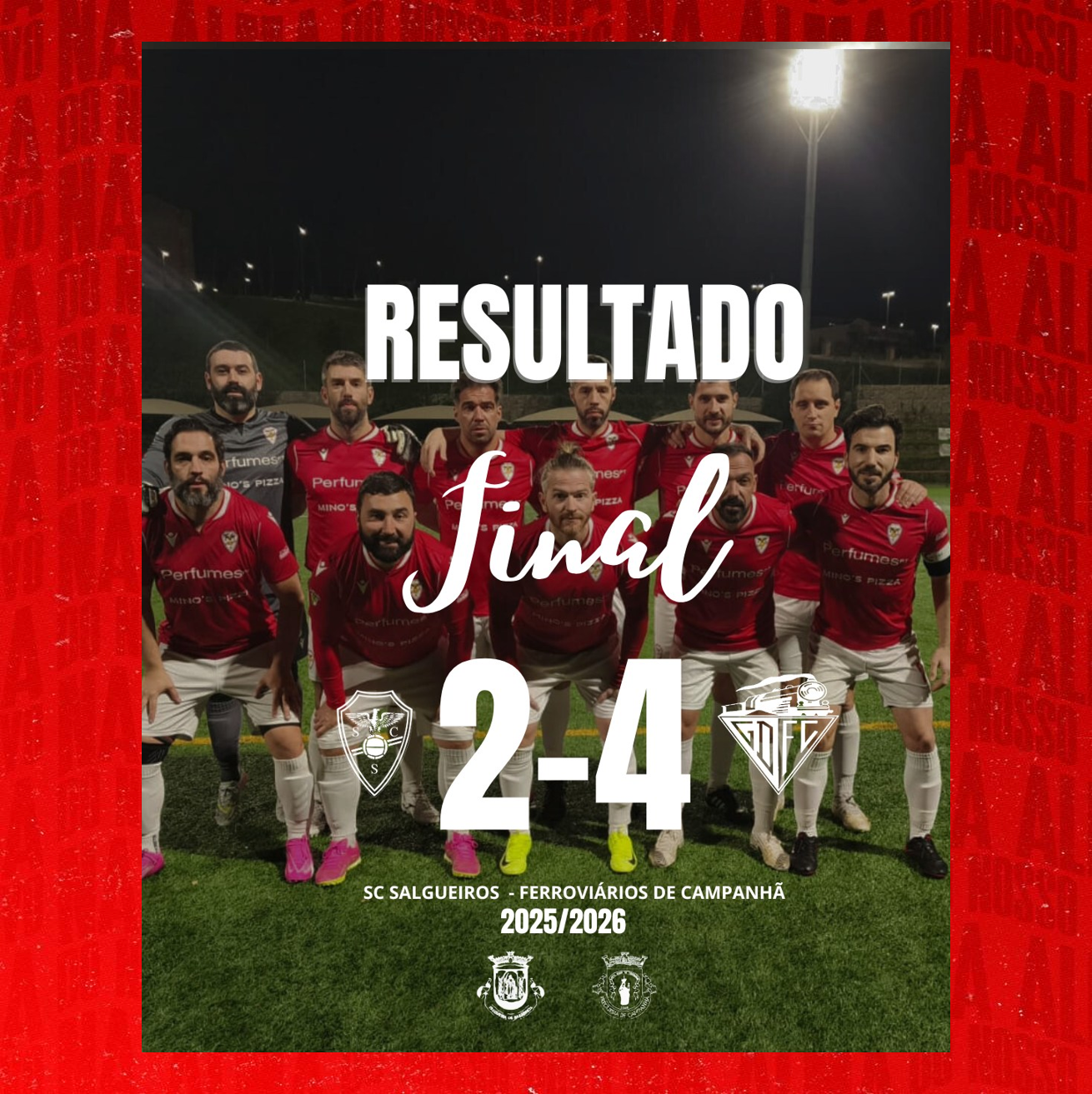 AF Porto Camp. Distrital Masters 1ª Divisão 
25/26 - Campeonato  - Jornada 13
Resultado Final
SC Salgueiros 2-4 Ferroviários de Campanha