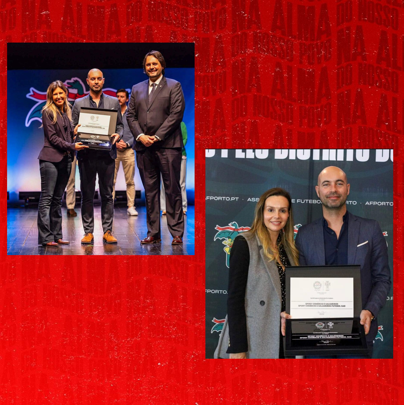 No passado sábado foi realizou-se a gala da 
Associação de Futebol do Porto para a entrega 
das placas do processo de certificação da 
Federação Portuguesa de futebol referente à 
época 25/26.
Recebemos novamente a distinção de 4 estrelas,
 mantendo assim a nossa academia como a 
segunda melhor pontuada da cidade do Porto.
O nosso compromisso é de continuar a formar 
com alma e portanto o nosso obrigado a todos 
que contribuiram e continuam a contribuir para a 
maior academia de Futebol a trabalhar 
exclusivamente na nossa cidade do Porto.