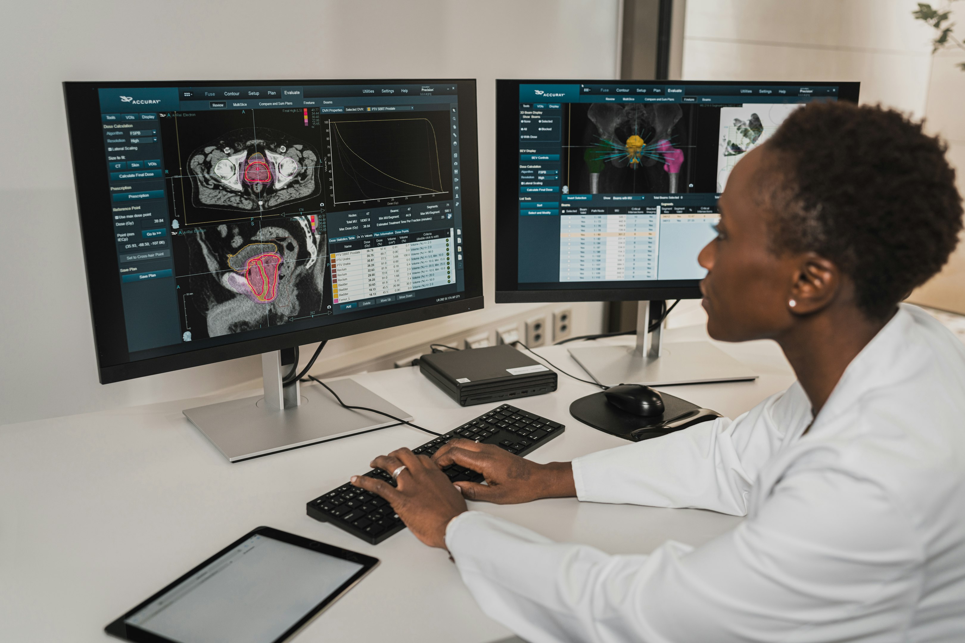 Responsive medical laboratory diagnostics website displayed on desktop and smartphone with doctors and lab equipment