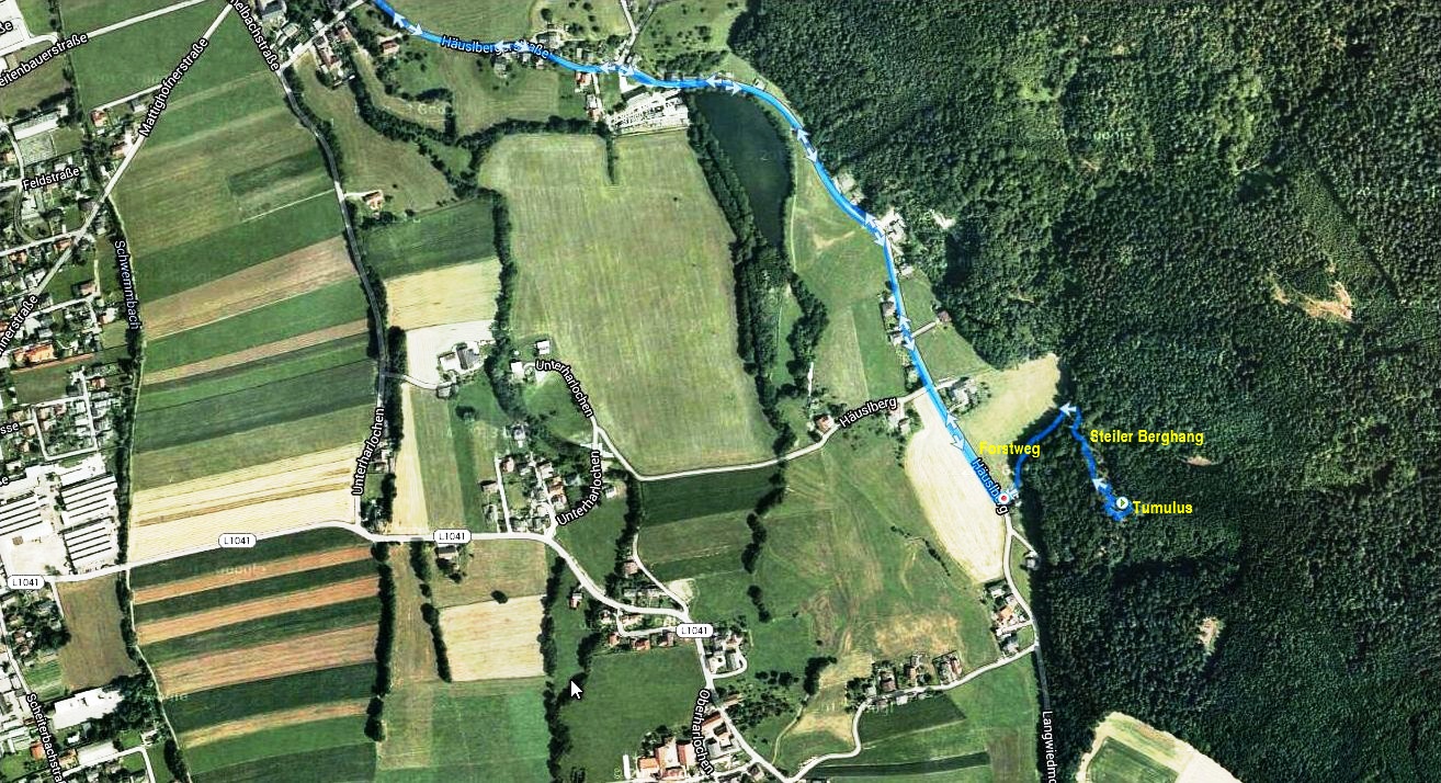 Lageplan - Riesentumulus in Häuslberg, Gemeinde Schalchen