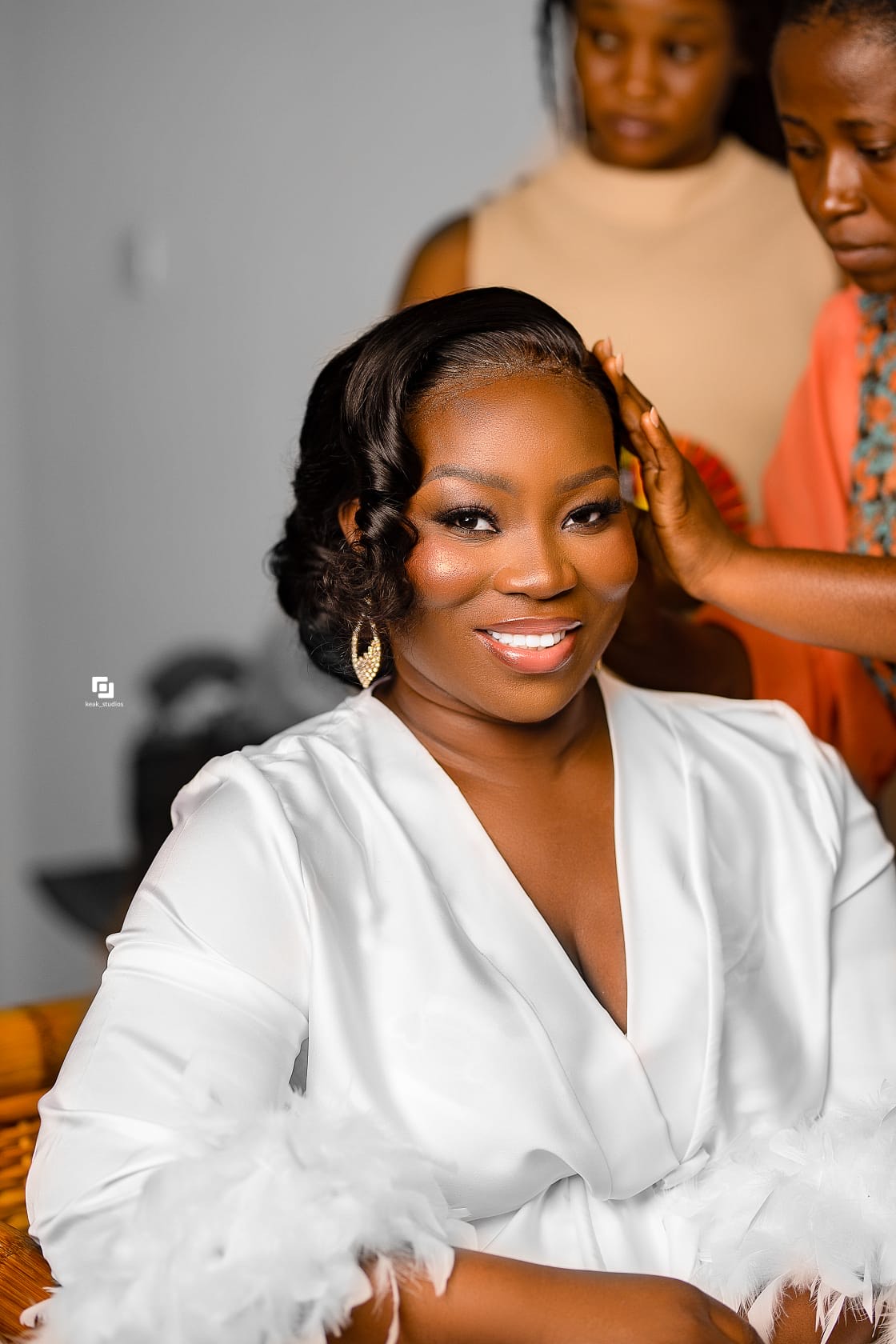 a boy looking up at a light