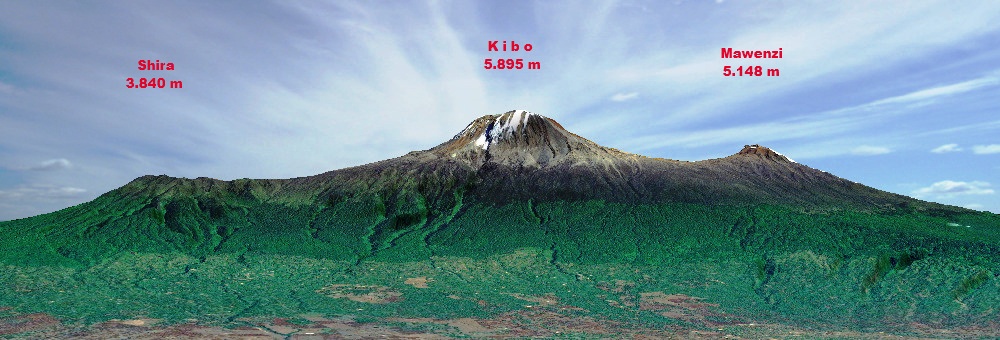 Die drei Gipfel des Kilimandjaro