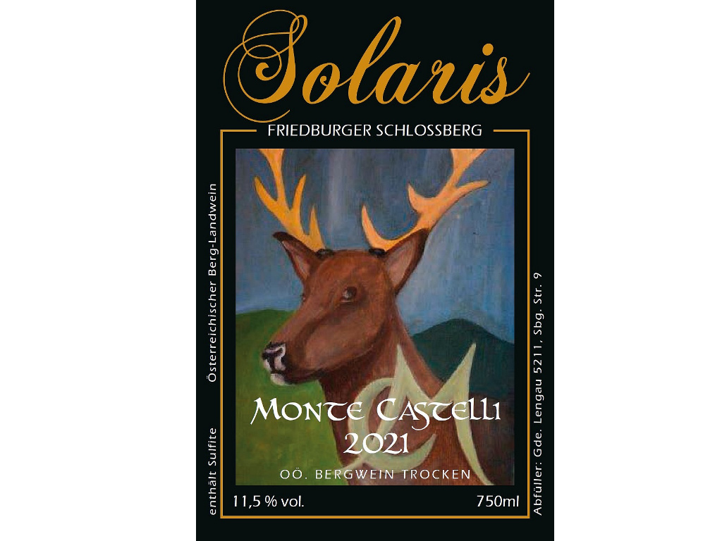 "Monte Castelli" (lat. vom Schlossberg)
Die Etikette wurde von Dr. Egger selbst gestaltet !