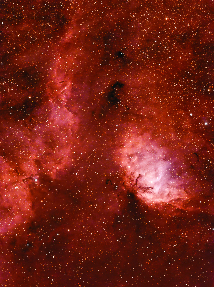 Ced 173 Tulip Nebula
Nikon D7500a, 600mm f/4 mit 1.4 TC (f/5.6), 
ISO 1600, 52 x 5 min. (4h 20 min.),
Optolong L-Ultimate Dualbandfilter.