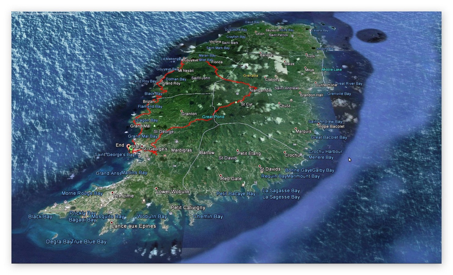 GPS Daten - Grenada-Ausflüge