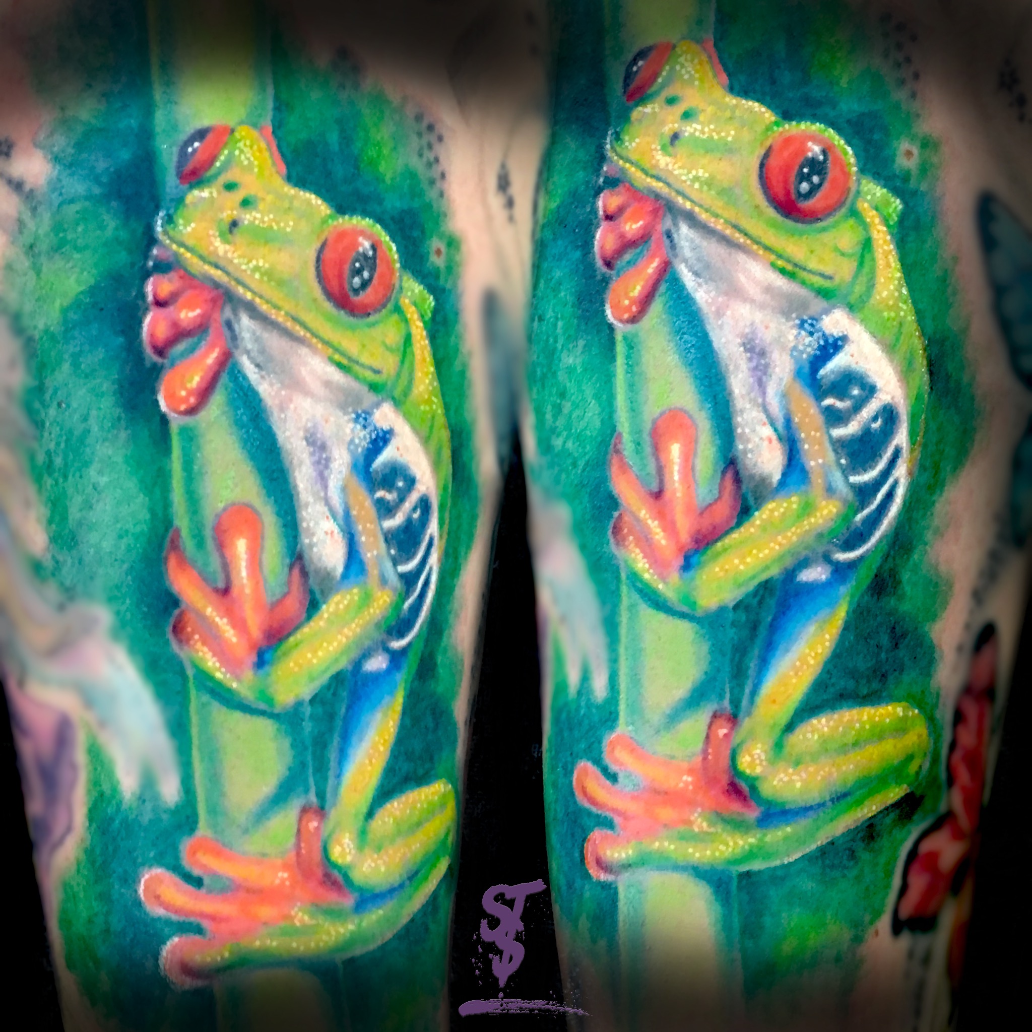 Frosch frog realistic color Tattoo