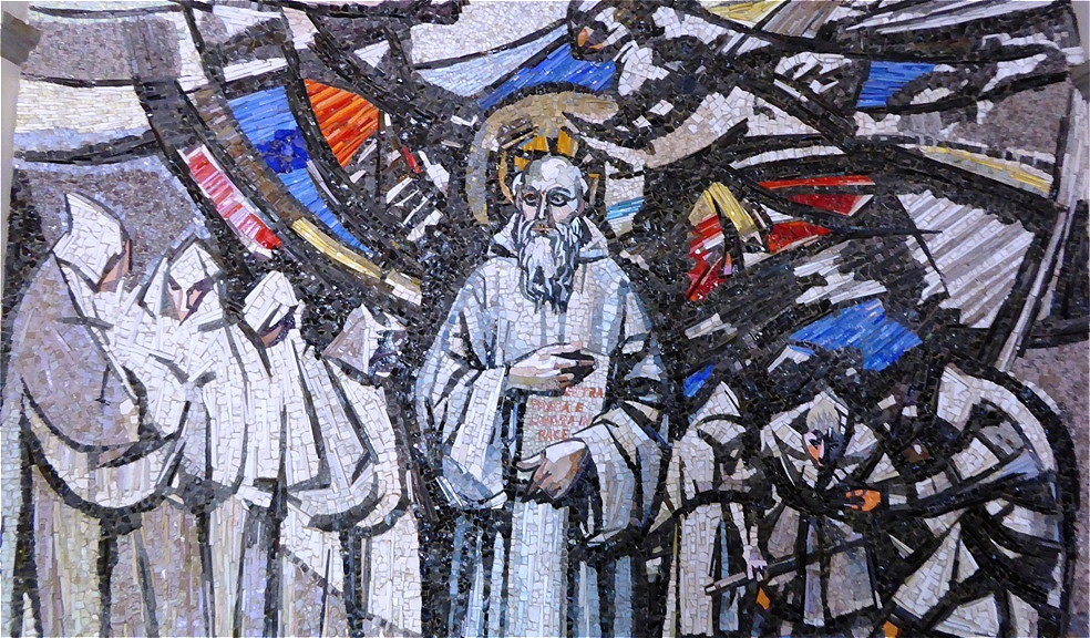 Mosaik im Eingangsbereich - Hl. Benedikt mit Mitbrüdern