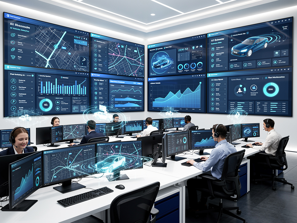 Desktop computer displaying EdgeTraq GPS fleet tracking website with vehicles, map, satellite, and security camera visuals

