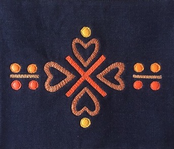 motif floral bigoude tons orangés