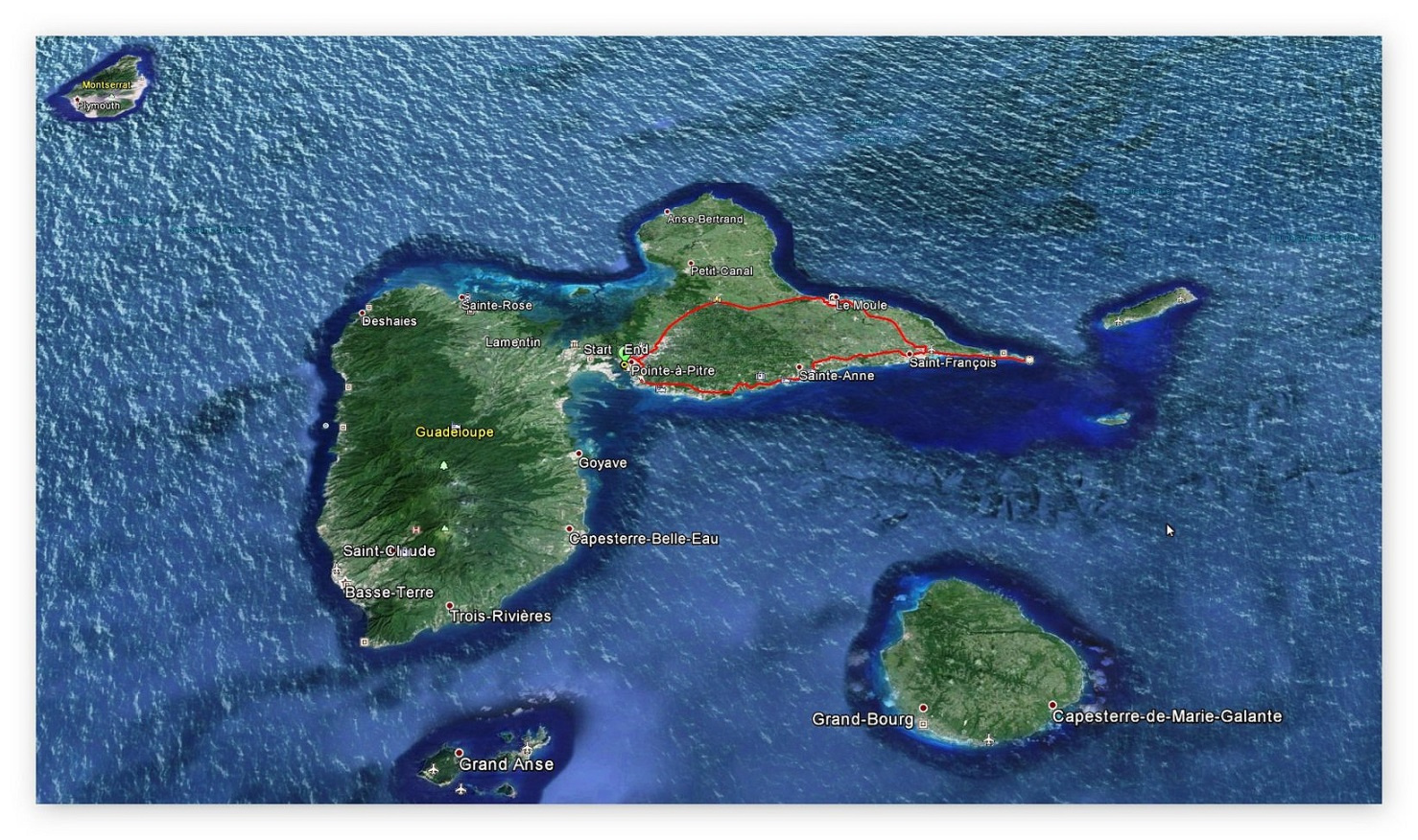 GPS - Aufzeichnung Landgang in Guadeloupe