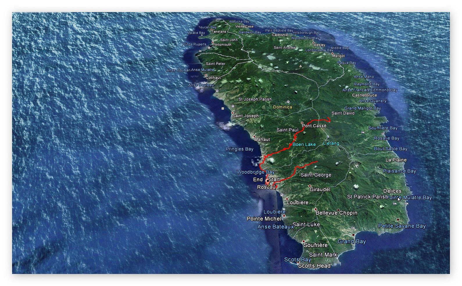 GPS - Aufzeichnung - Landgang Dominica 