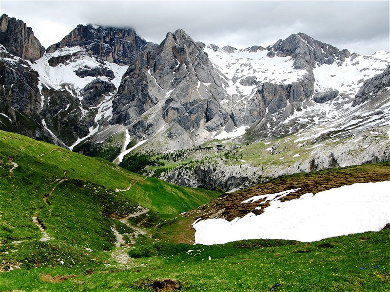 Im Aufstieg von der Malga Contrin zum Passo San Nicolo