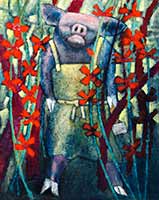 Contemporary British artist Mark Lloyd Williams painting of a pig