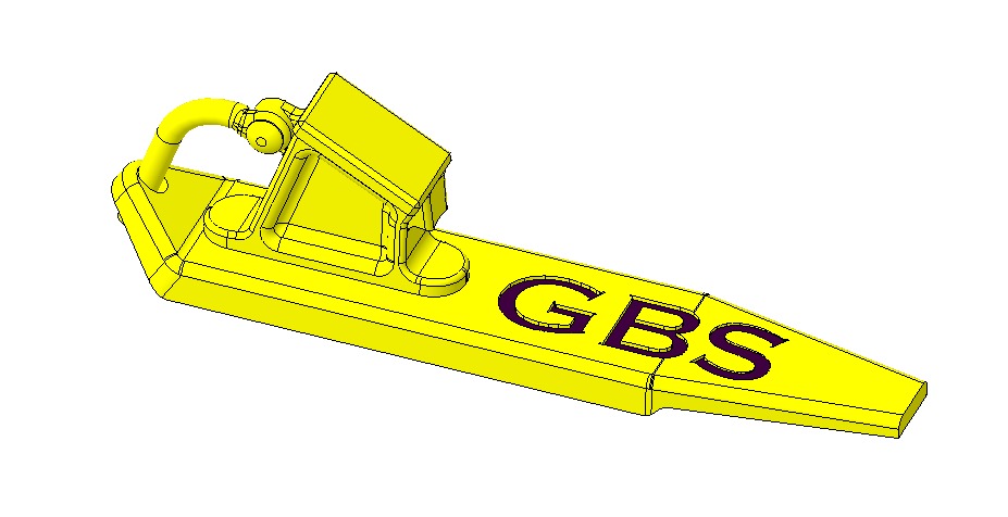 GBS Flaschenöffner  - Bremsschuh im Maßstab 1:4,5
Aufschrift: GBS